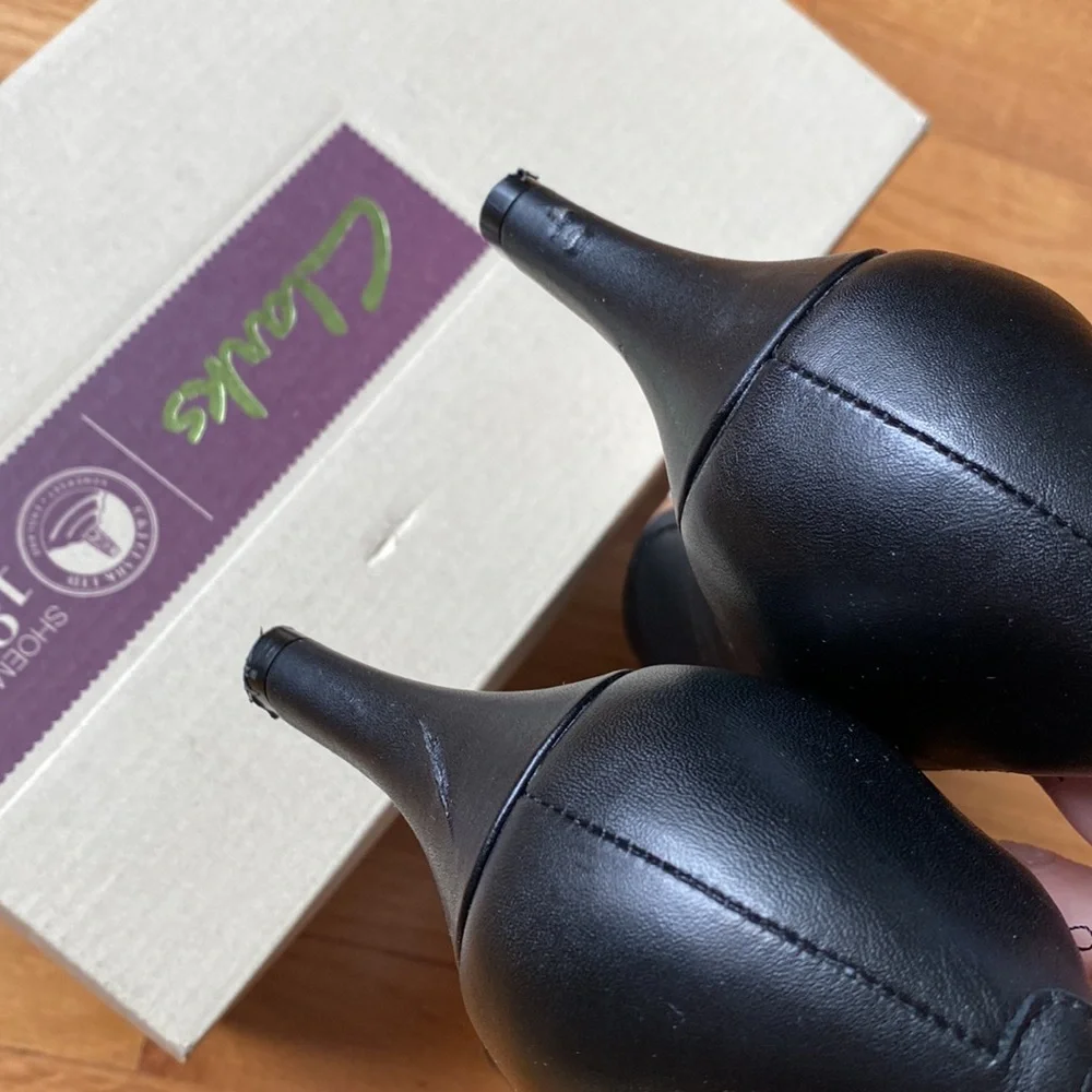 Clarks Heavenly heart black leather heel 7W - Picture 8 of 9